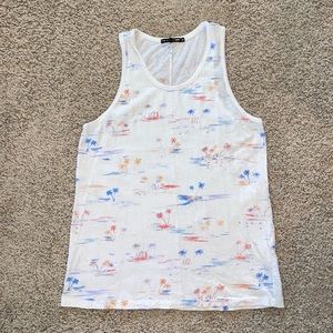 Rag & Bone White Multi Palm Tree Tank Top Size Medium
